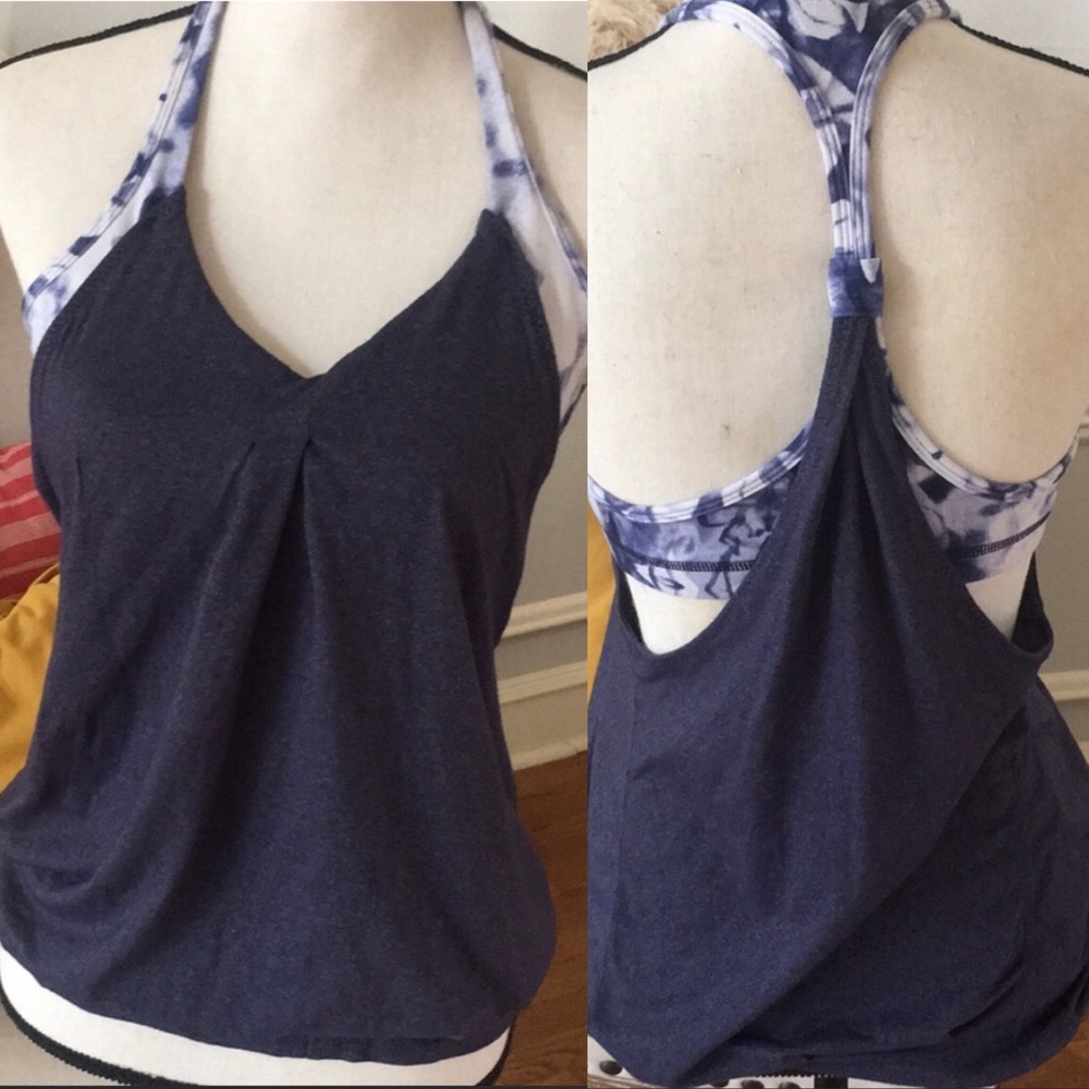 Lululemon Tank with Built in Bra (Tye dye blue)